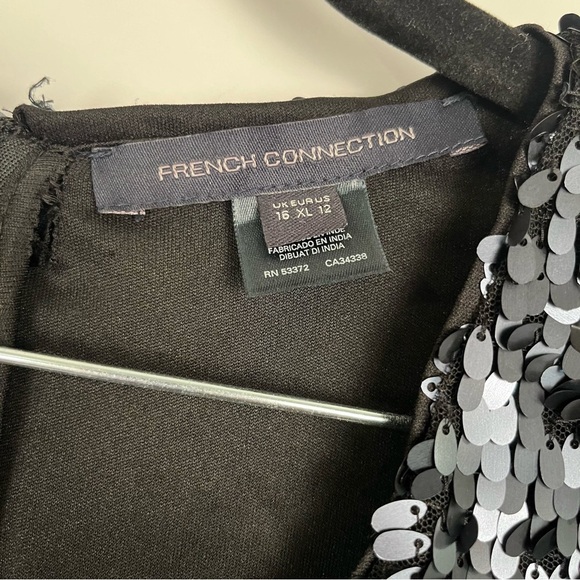 French Connection Bisma Sequin Long Sleeve Faux Wrap Cocktail Dress sz 12 NWT - Picture 8 of 15